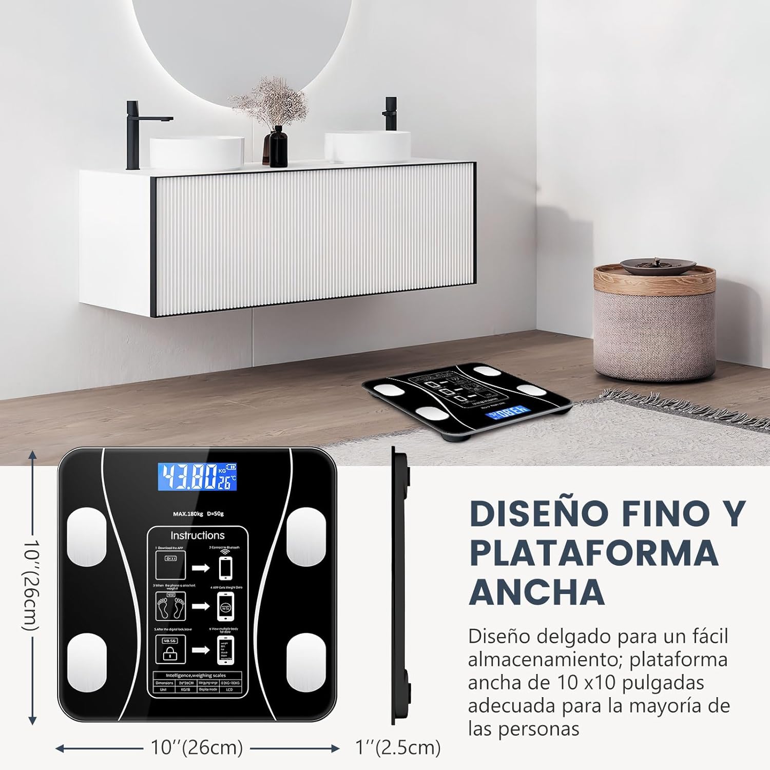 Báscula Digital con Medidor de Grasa Corporal
