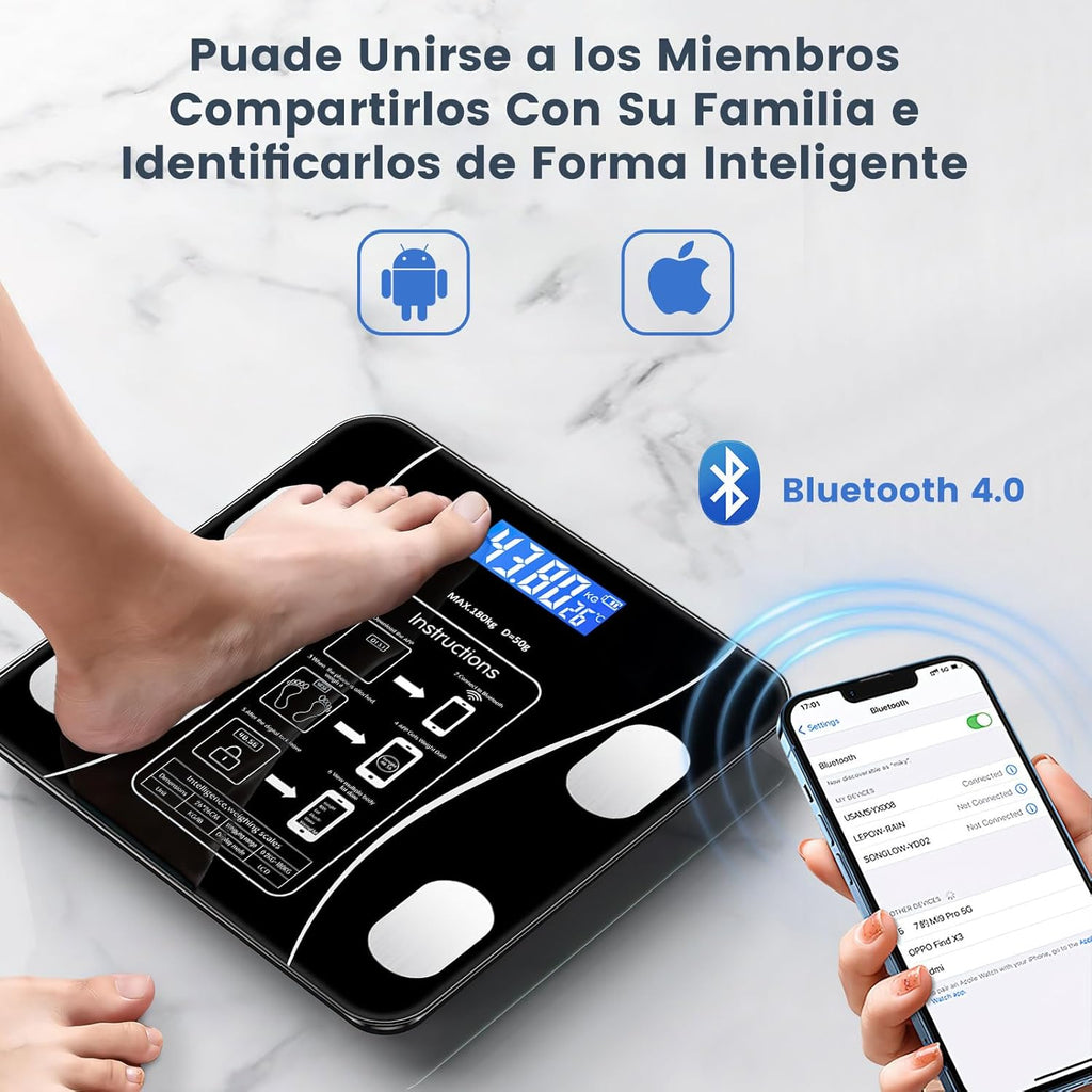 Báscula Digital con Medidor de Grasa Corporal