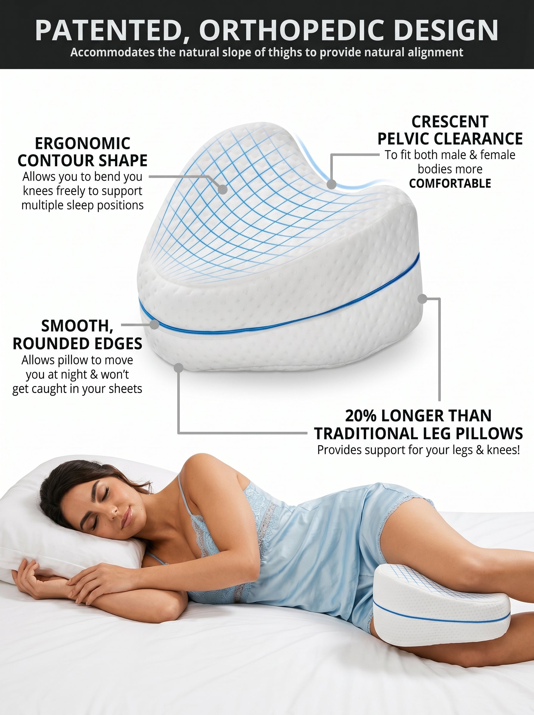 Almohada Ortopedica Pierna y Rodilla