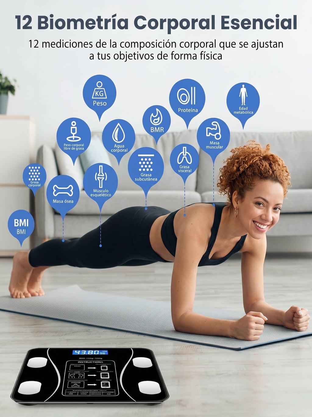 Báscula Digital con Medidor de Grasa Corporal