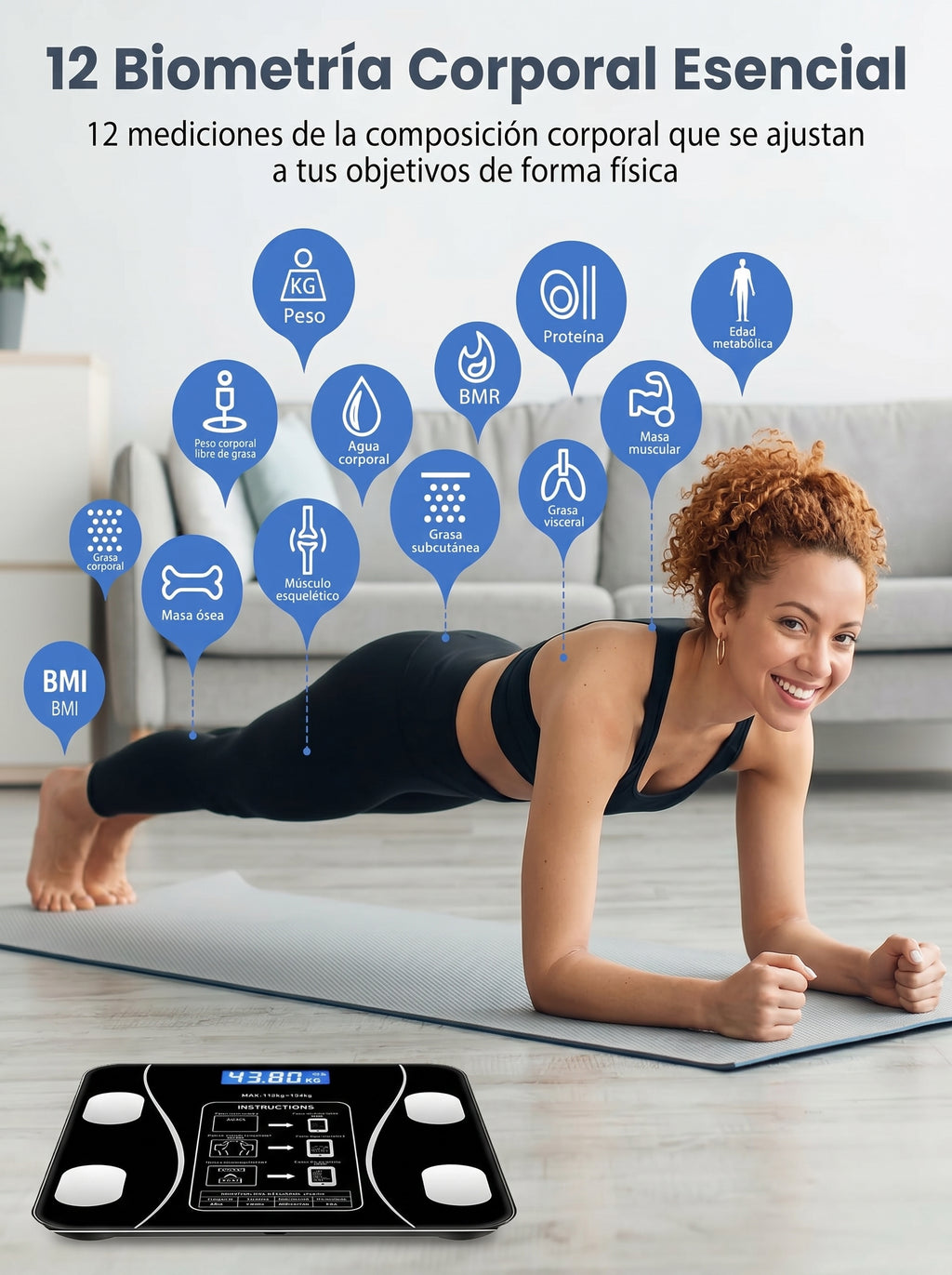 Báscula Digital con Medidor de Grasa Corporal